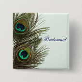 Pfau-Feder-Brautjungfern-Button Button (Vorderseite)