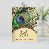 Pfau-Feder danken Ihnen zu merken Dankeskarte (Stehend Vorderseite)