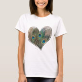 Pfau-Feder-Doppelt-Herz T-Shirt (Vorderseite)