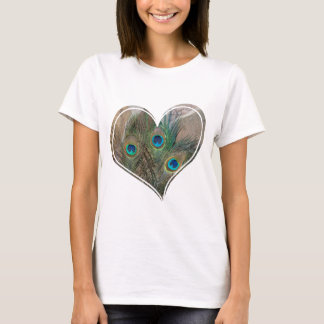 Pfau-Feder-Doppelt-Herz T-Shirt