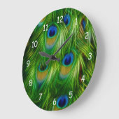 Pfau-Feder-Druck Große Wanduhr (Winkel)