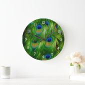 Pfau-Feder-Druck Große Wanduhr (Zuhause)