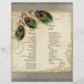 Pfau & Feder Elegantes passendes Hochzeitsprogramm (Rückseite)