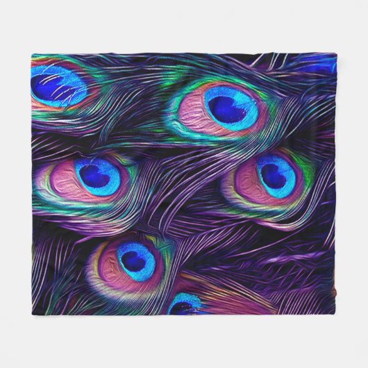 Pfau-Feder Fleecedecke (Vorderseite (Horizontal))