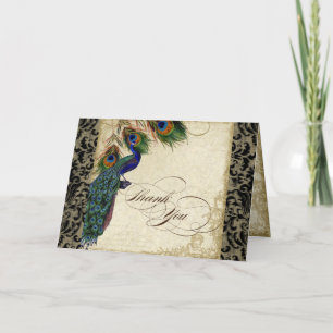 Pfau & Feder Formeller Dankesbrief Schwarz Beige Dankeskarte