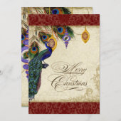 Pfau & Feder Förmliche Weihnachtsschmuckkarte Feiertagskarte (Vorne/Hinten)