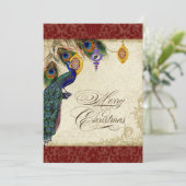 Pfau & Feder Förmliche Weihnachtsschmuckkarte Feiertagskarte (Stehend Vorderseite)