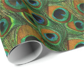 Pfau-Feder-Geschenk-Verpackung - Packpapier - Grün (Rolleneckpunkt)