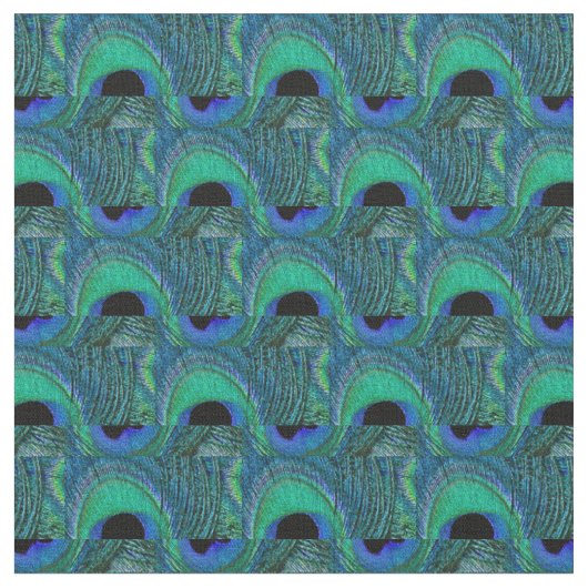 Pfau-Feder-Gewebe - grün, aquamarin, blau, Stoff (Nahaufnahme)