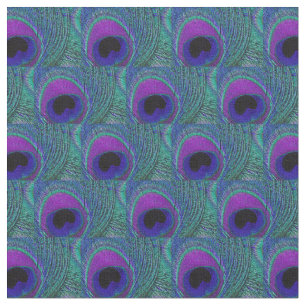 Pfau-Feder-Gewebe - lila violettes Aqua-Schwarzes Stoff