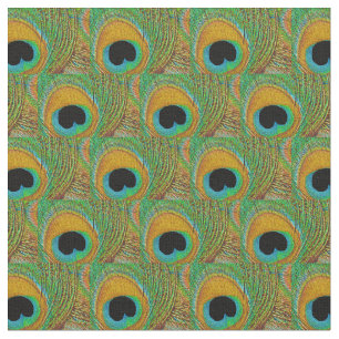 Pfau-Feder-Gewebe - orange Aqua-blaues Grün Stoff