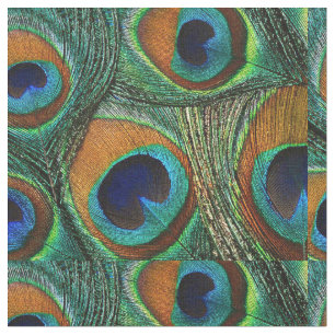 Pfau-Feder-Gewebe - TAN, Aqua, Blau, grün Stoff