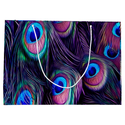 Pfau-Feder Große Geschenktüte (Rückseite)