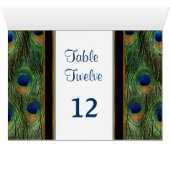 Pfau-Feder-Hochzeit - Tabellen-Sitzplatz-Zahl (Innenansicht Horizontal (Unten))