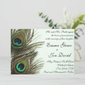 Pfau-Feder-Hochzeits-Einladung Einladung (Stehend Vorderseite)