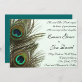 Pfau-Feder-Hochzeits-Einladung Einladung (Vorne/Hinten)