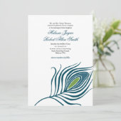 Pfau-Feder-Hochzeits-Einladung Einladung (Stehend Vorderseite)