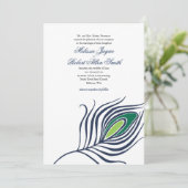 Pfau-Feder-Hochzeits-Einladung Einladung (Stehend Vorderseite)