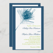 Pfau-Feder-Hochzeits-Einladungs-blaues Grün Einladung (Vorne/Hinten)