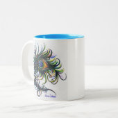 Pfau-Feder-Kaffee-Tasse Zweifarbige Tasse (Vorderseite Links)