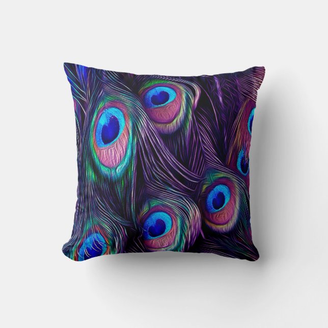Pfau-Feder Kissen (Vorderseite)