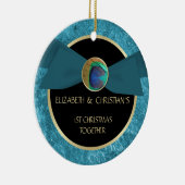 Pfau-Feder-Knopf-1. Weihnachtsverzierung Keramikornament (Rechts)