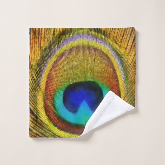 Pfau-Feder-Kunst Badhandtuch Set (Waschlappen)