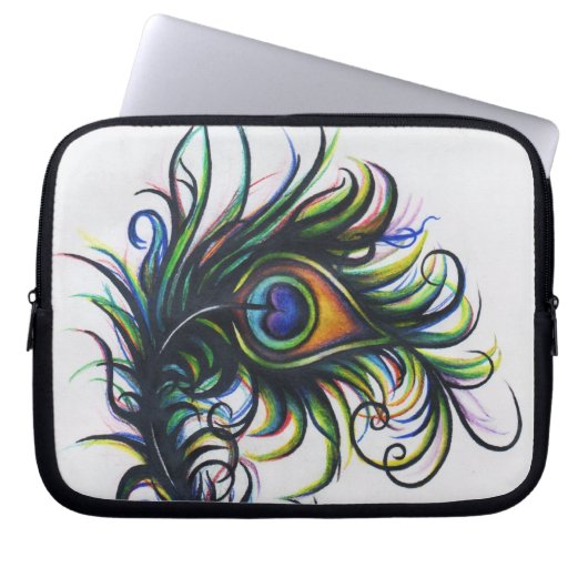 Pfau-Feder-Laptop-Tasche Laptopschutzhülle (Vorderseite)
