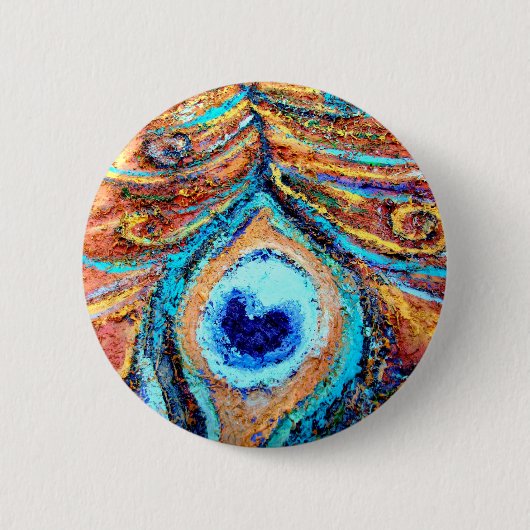Pfau-Feder-Malerei Button (Vorderseite)