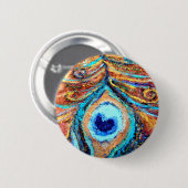 Pfau-Feder-Malerei Button (Vorne & Hinten)