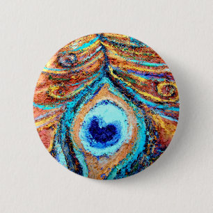 Pfau-Feder-Malerei Button