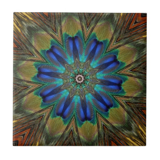 Pfau-Feder-Mandala-Kaleidoskop Fliese
