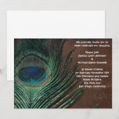 Pfau-Feder mit Brown und Gold Einladung (Vorne/Hinten)