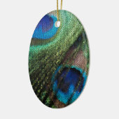 Pfau-Feder mit Buntglas-Effekt Keramik Ornament (Links)