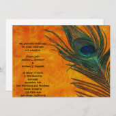 Pfau-Feder mit orange Hochzeit Einladung (Vorne/Hinten)