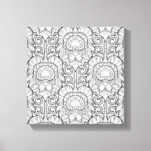 Pfau-Feder-Muster-Gekritzel 6 Leinwanddruck