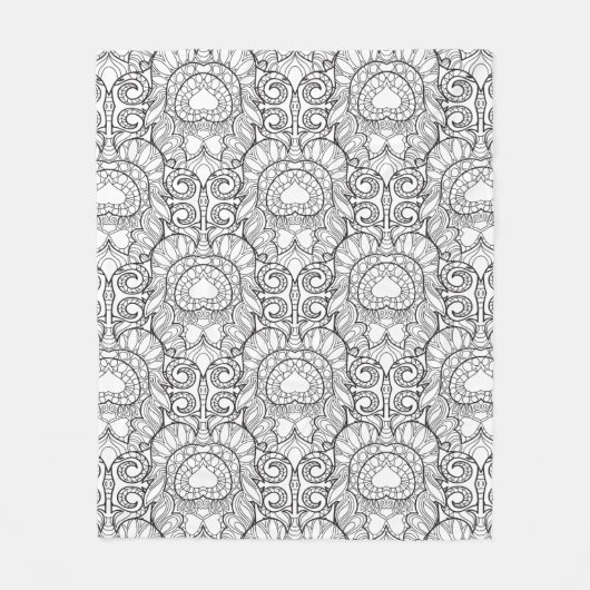 Pfau-Feder-Muster-Gekritzel Fleecedecke (Vorderseite)