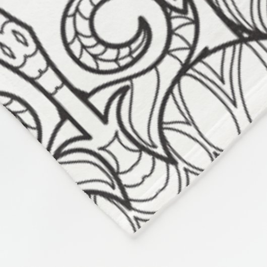 Pfau-Feder-Muster-Gekritzel Fleecedecke (Ecke)