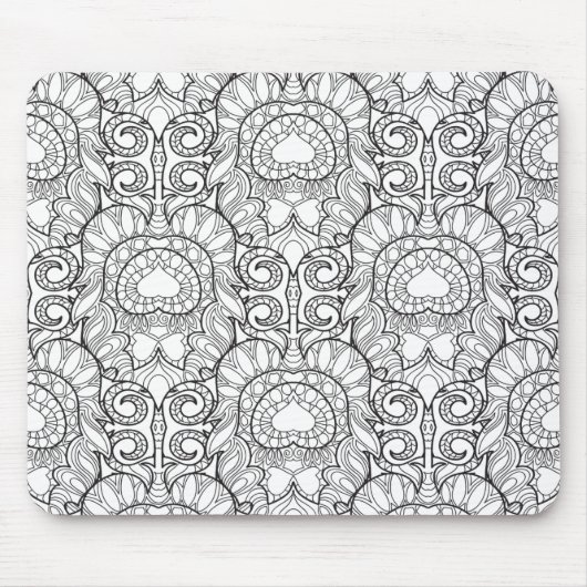 Pfau-Feder-Muster-Gekritzel Mousepad (Vorne)