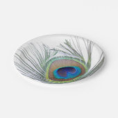 Pfau-Feder Pappteller (Schrägansicht)