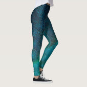 Pfau-Feder-Türkis u. Blau Leggings (Rechts)