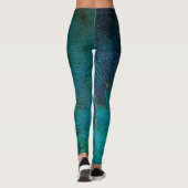 Pfau-Feder-Türkis u. Blau Leggings (Rückseite)