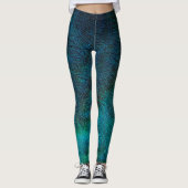 Pfau-Feder-Türkis u. Blau Leggings (Vorderseite)