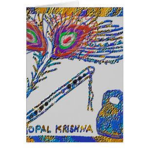 Pfau-Feder und Flöte - Hase Krishna