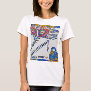 Pfau-Feder und Flöte - Hase Krishna T-Shirt