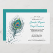 Pfau-Feder-Verlobungs-Party Einladung (Vorne/Hinten)