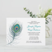 Pfau-Feder-Verlobungs-Party Einladung (Stehend Vorderseite)