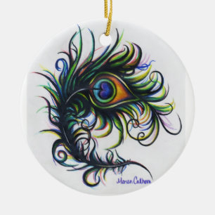 Pfau-Feder-Verzierung Keramik Ornament