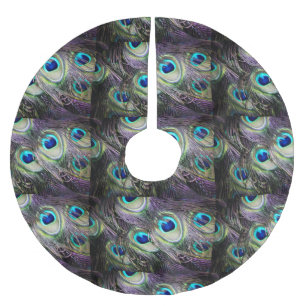 Pfau-Feder-Weihnachten Polyester Weihnachtsbaumdecke