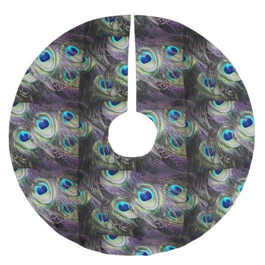 Pfau-Feder-Weihnachten Polyester Weihnachtsbaumdecke (Vorderseite)